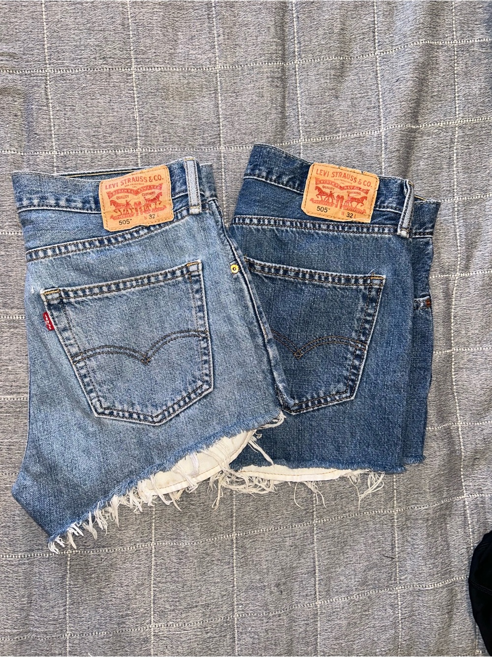Levi's 505 Frayed Denim Cutoffs - Light Blue & Dark Blue Set of 2 Size 32